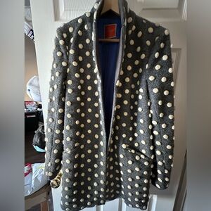 ModCloth Gray Polka Dot Women's Coat